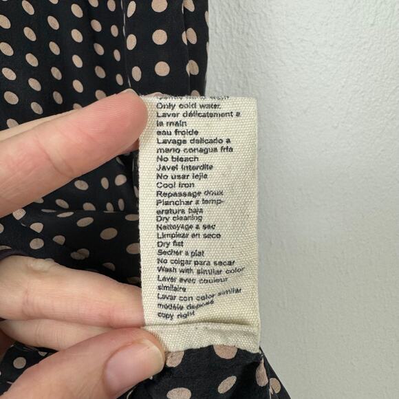 Stella Forest Anthropologie | EU 36 Black & Tank Polka Dot Silk Shift Dress - Picture 9 of 9